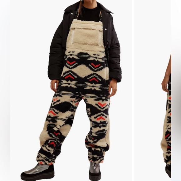 Free People Hit The Slopes Printed Salopette/Black Fairisle Combo NWOT - Picture 8 of 8